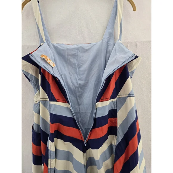 MAEVE Anthropologie SARA CHEVRON Sleeveless Fit And Flair Zip Pockets. SZ 12P - Picture 9 of 12